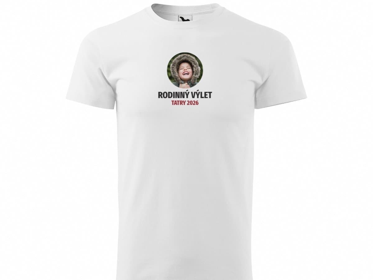 Biele tričko s potlačou Rodinný výlet